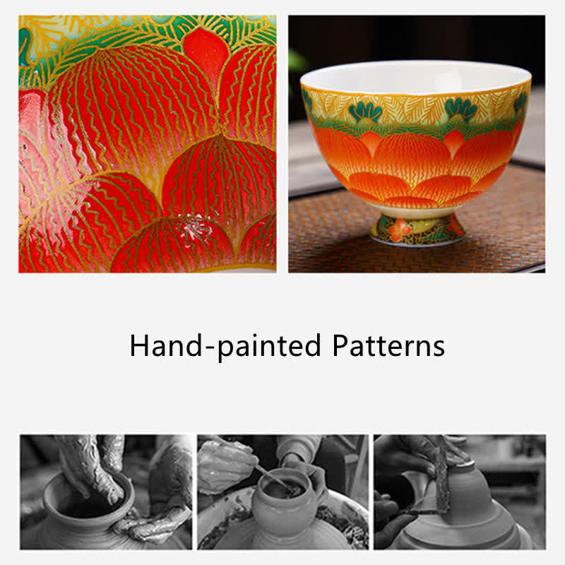 Lotus Keramik-Teetasse 100 ml Blumendesign | Geschirr