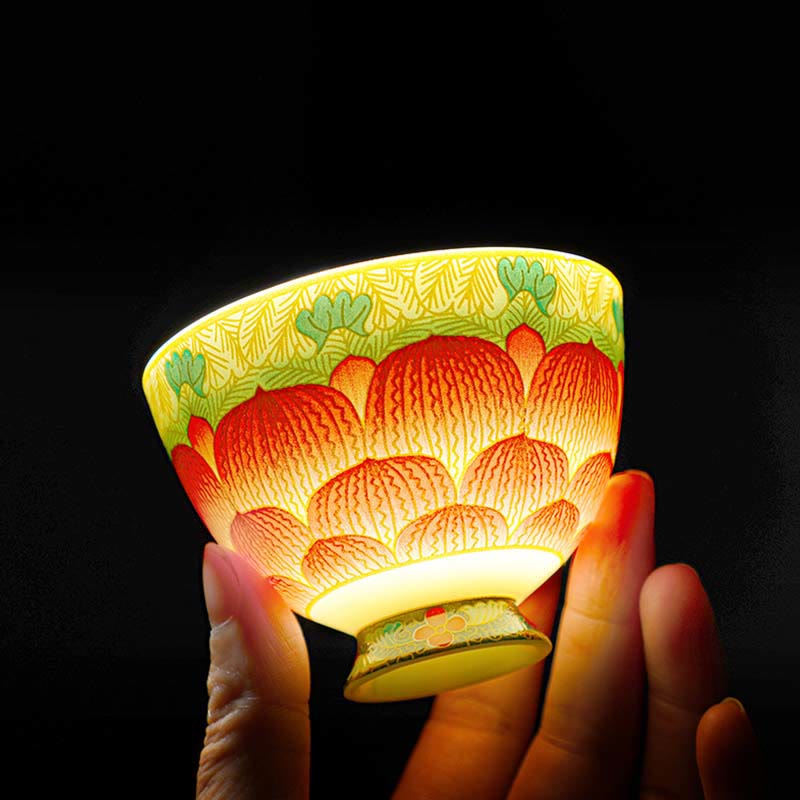 Lotus Keramik-Teetasse 100 ml Blumendesign | Geschirr