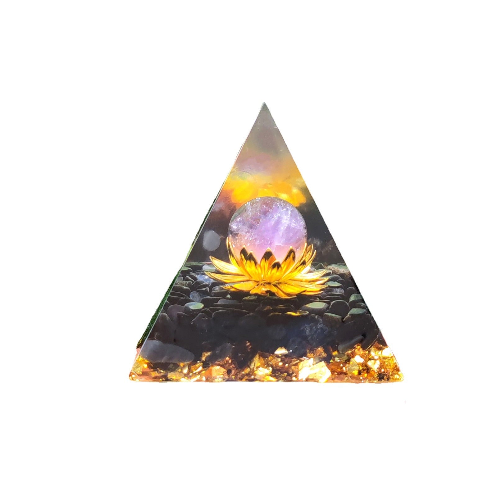 Lotus-Kristallkugel-Energiepyramide