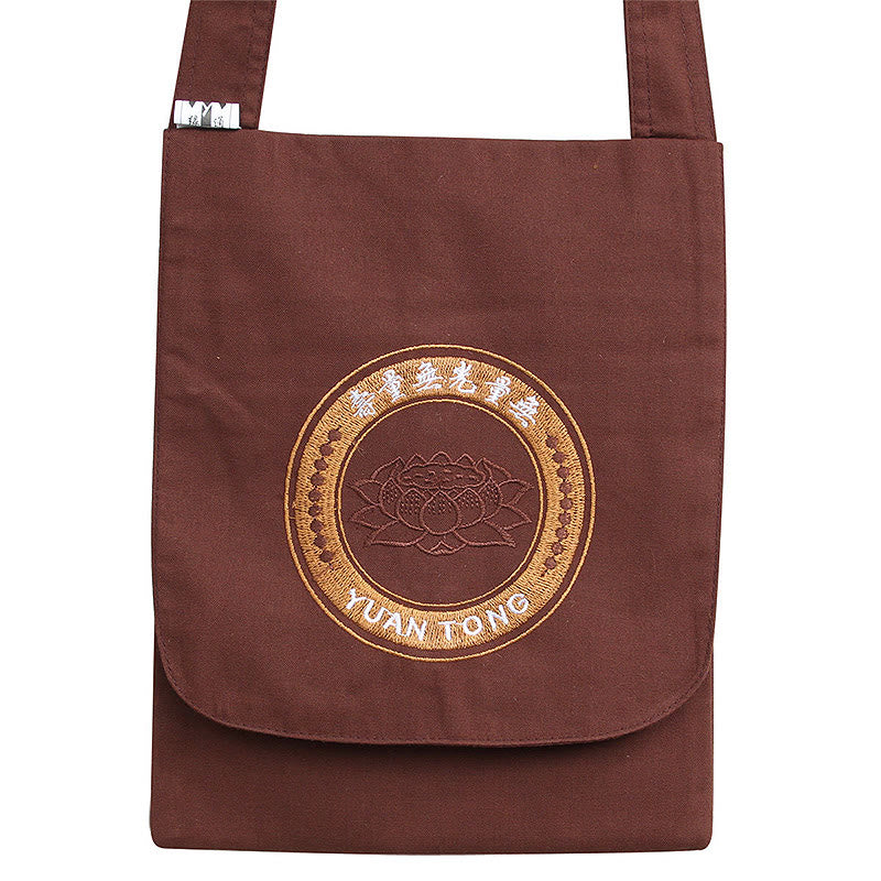 Schultertasche aus Baumwolle mit Lotus-Stickerei für spirituelle Übungen