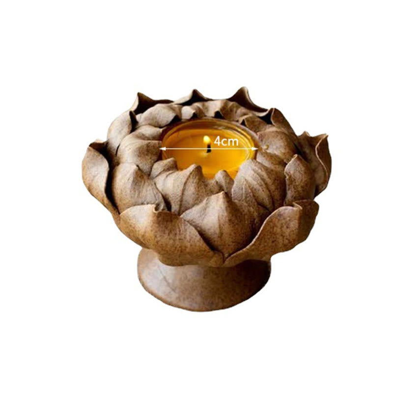 Lotusblumen-Keramik-Kerzenhalter 11 cm | Spiritueller Wohnakzent