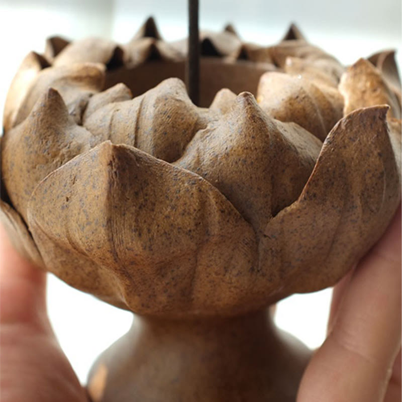 Lotusblumen-Keramik-Kerzenhalter 11 cm | Spiritueller Wohnakzent