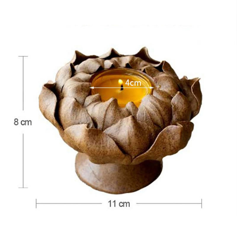Lotusblumen-Keramik-Kerzenhalter 11 cm | Spiritueller Wohnakzent
