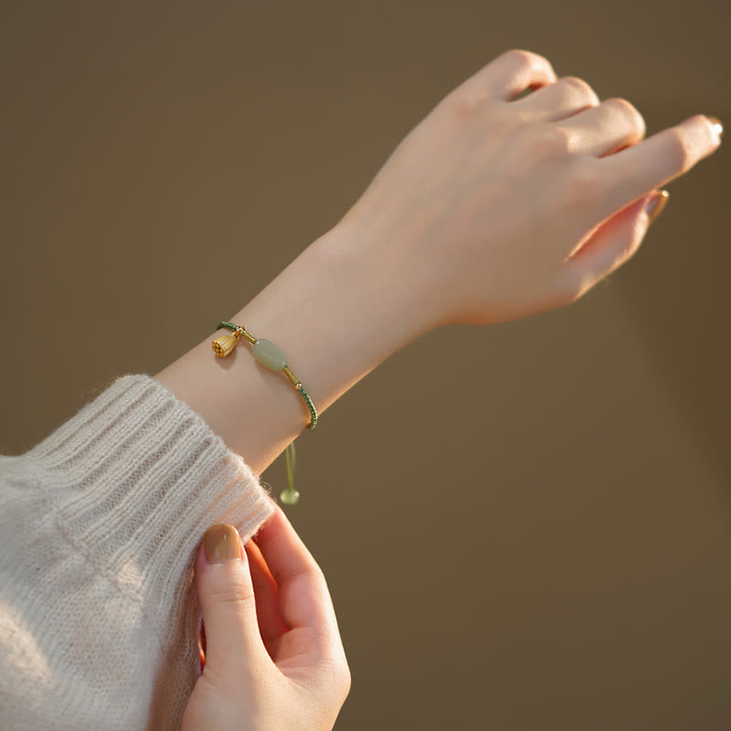 Lotus Jade Peace Buckle Charm Armband für Wohlstand