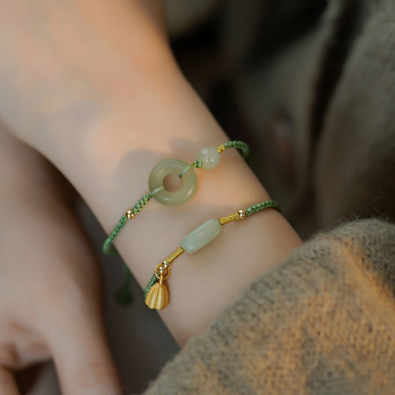 Lotus Jade Peace Buckle Charm Armband für Wohlstand