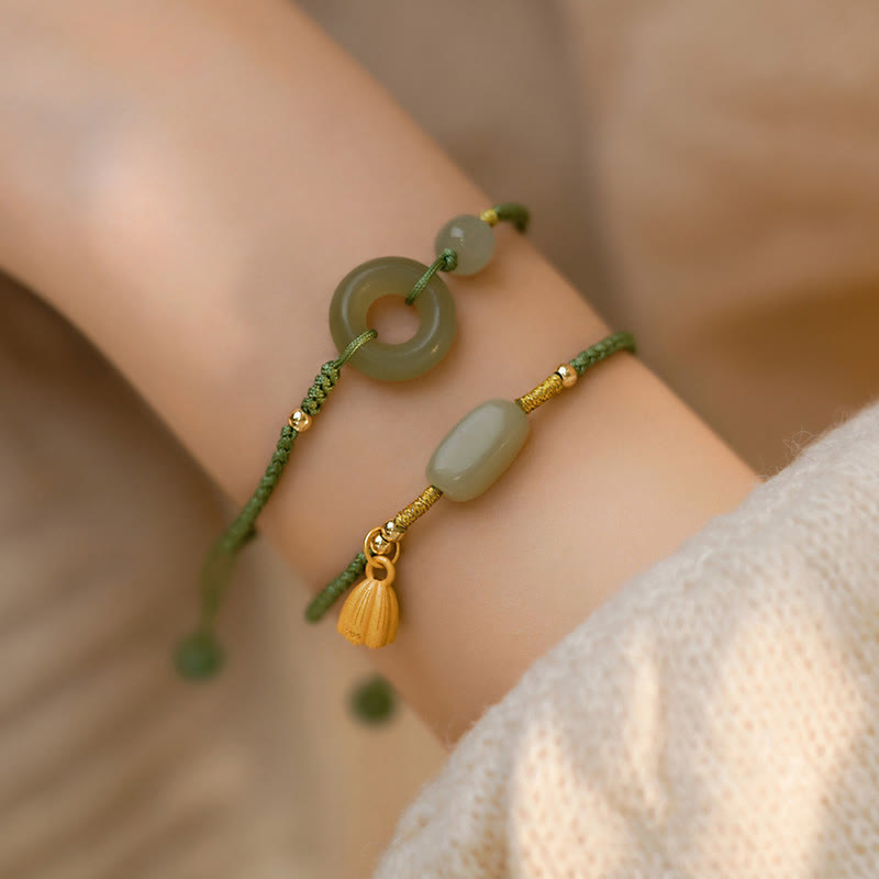 Lotus Jade Peace Buckle Charm Armband für Wohlstand