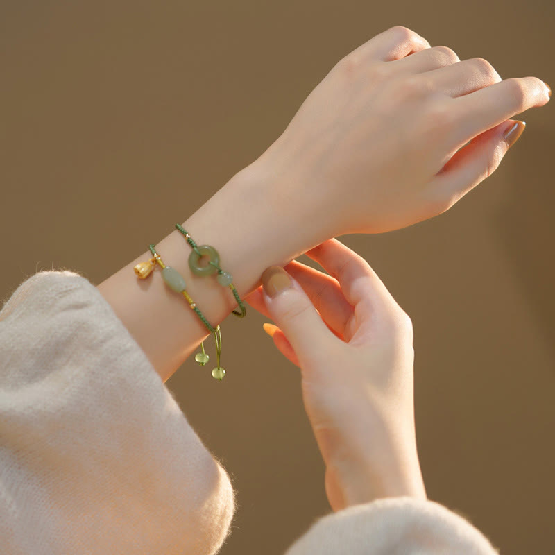 Lotus Jade Peace Buckle Charm Armband für Wohlstand