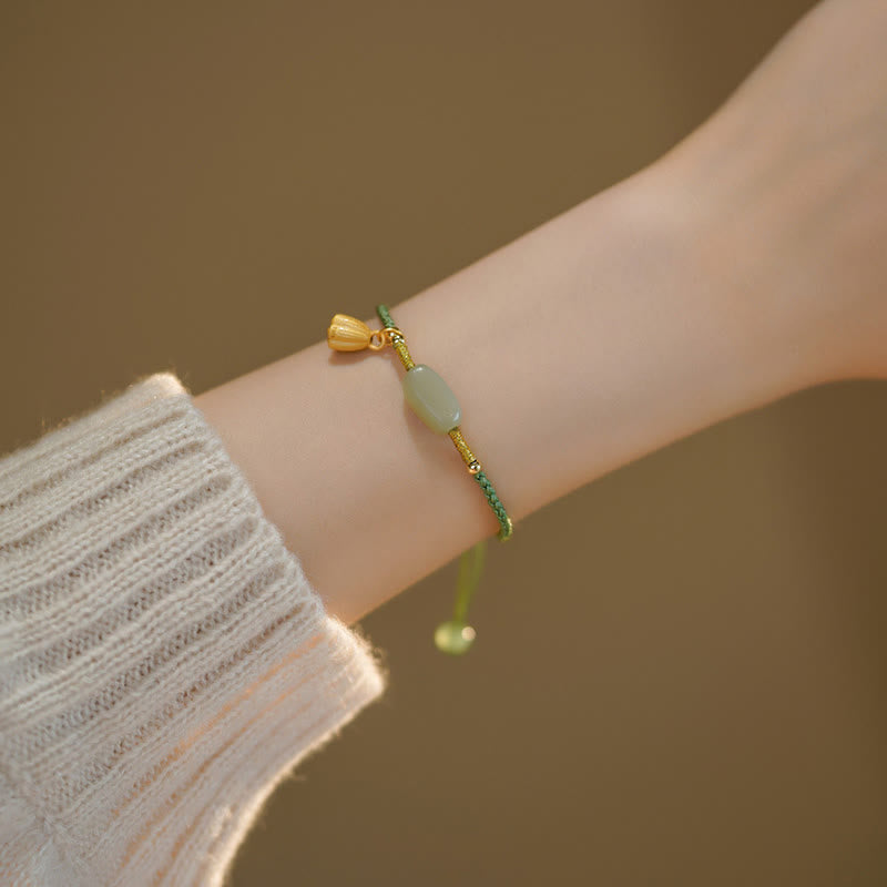 Lotus Jade Peace Buckle Charm Armband für Wohlstand
