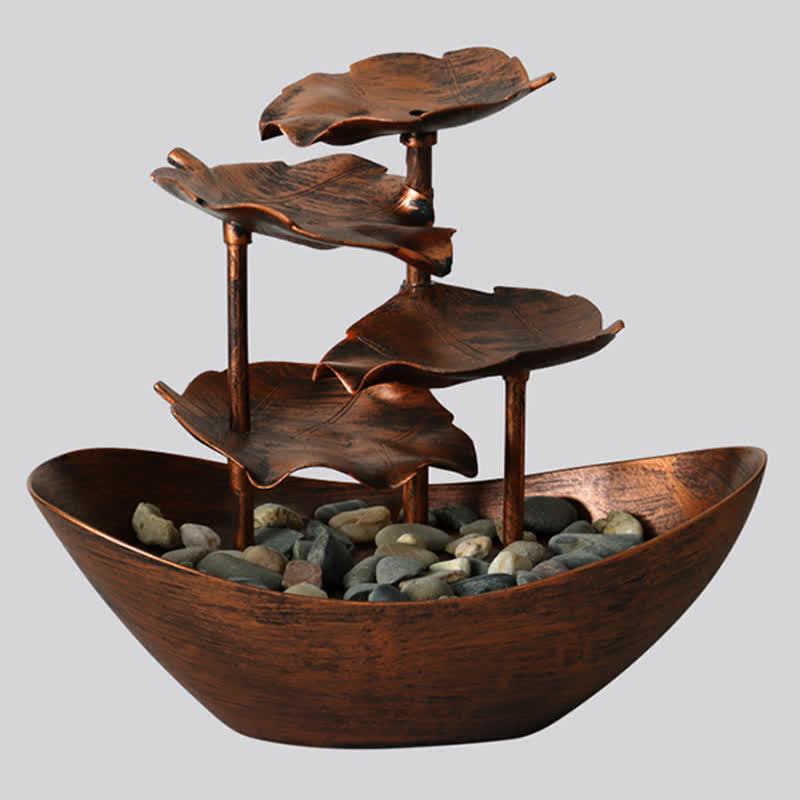 Lotusblatt-Wasserfallbrunnen mit LED | Spiritueller Wohnakzent