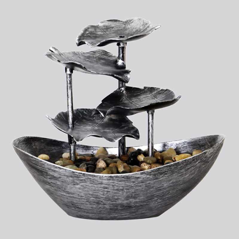 Lotusblatt-Wasserfallbrunnen mit LED | Spiritueller Wohnakzent
