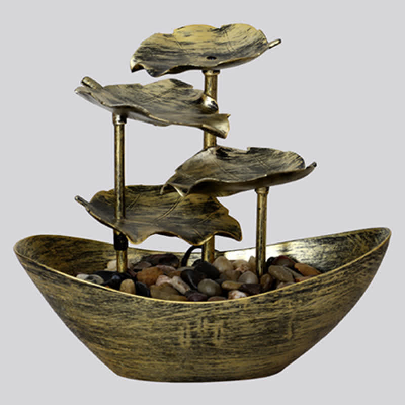 Lotusblatt-Wasserfallbrunnen mit LED | Spiritueller Wohnakzent