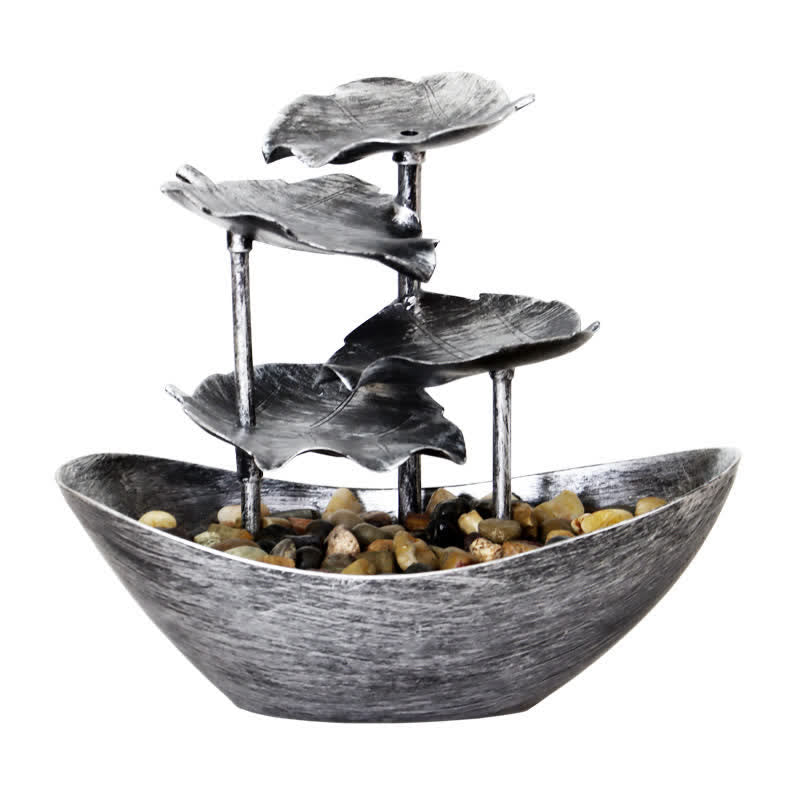 Lotusblatt-Wasserfallbrunnen mit LED | Spiritueller Wohnakzent