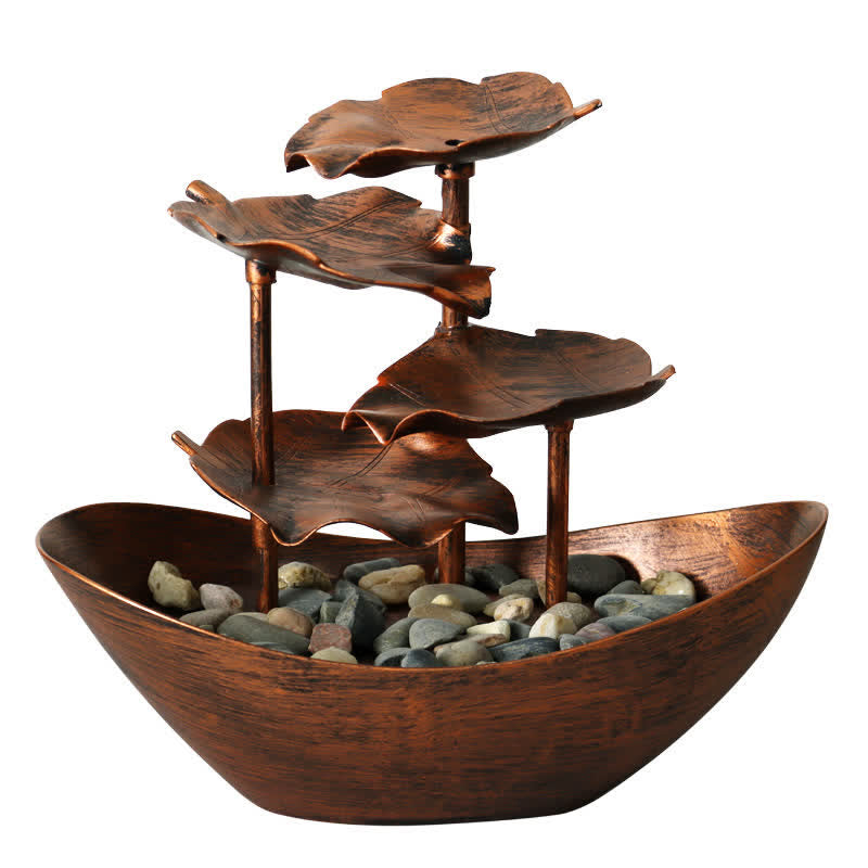 Lotusblatt-Wasserfallbrunnen mit LED | Spiritueller Wohnakzent