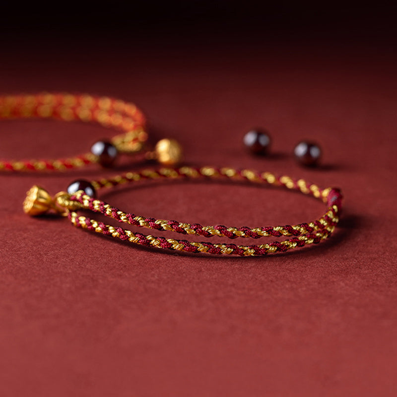 Lotus Peace Charm Rotgold Seilarmband 14–16 cm