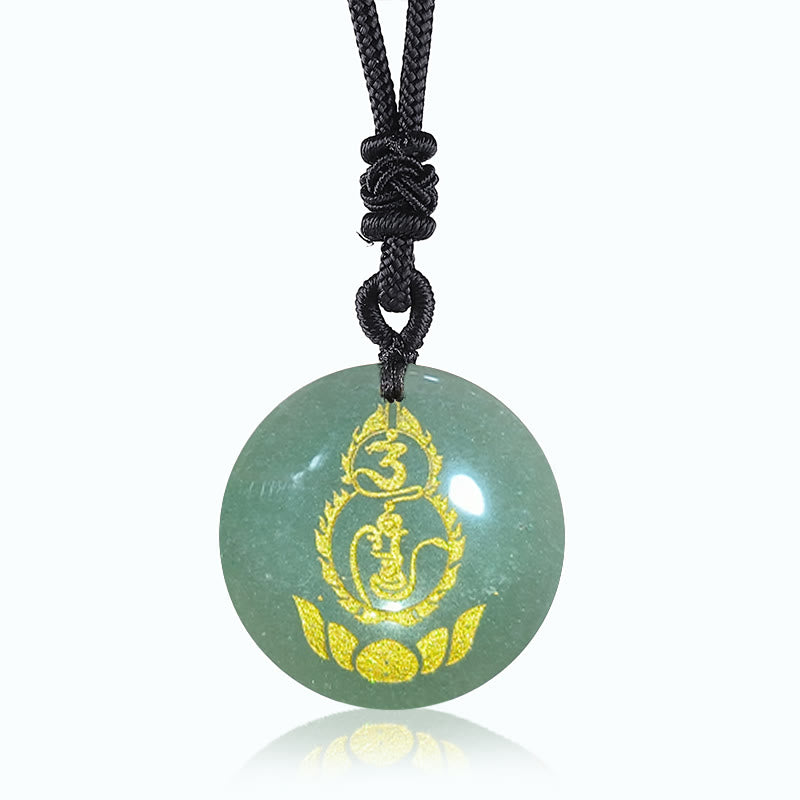 Lotus-Anhänger mit Vajra-Mantra aus schwarzem Obsidian zum Schutz