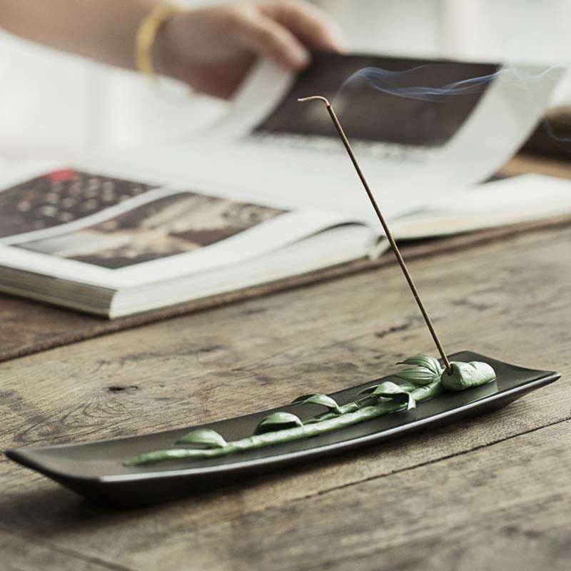 Lotus-Pfingstrose-Keramik-Räuchergefäß für Meditation und Yoga