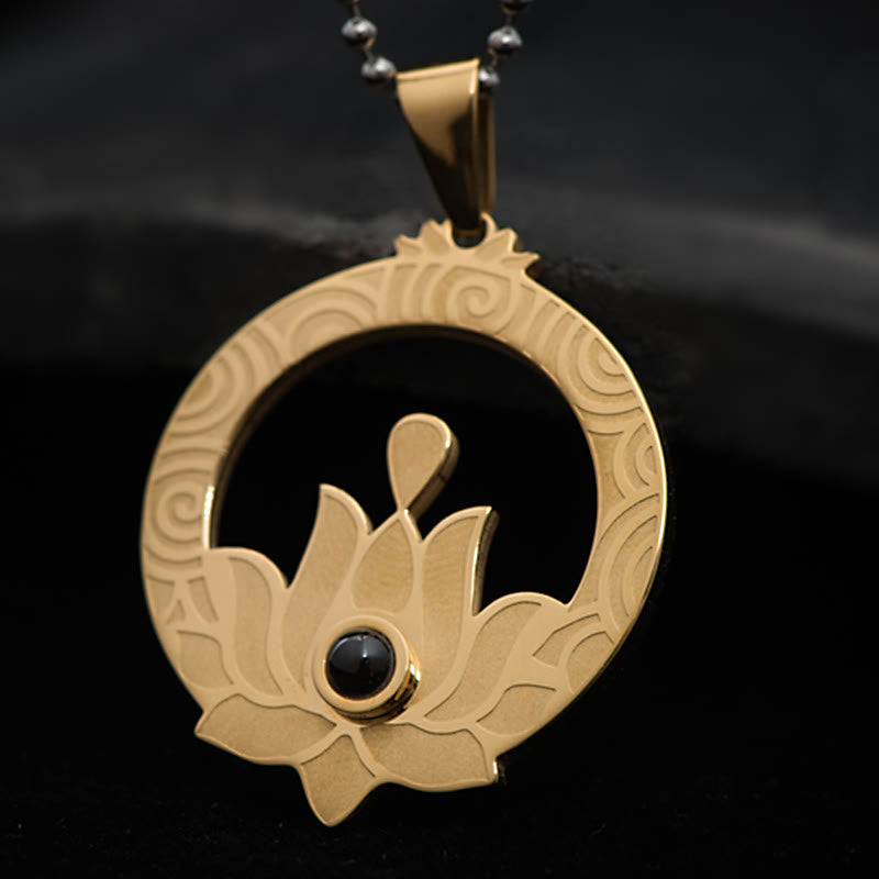 Lotus-Halskette aus Titanstahl mit Shurangama-Mantra-Projektion