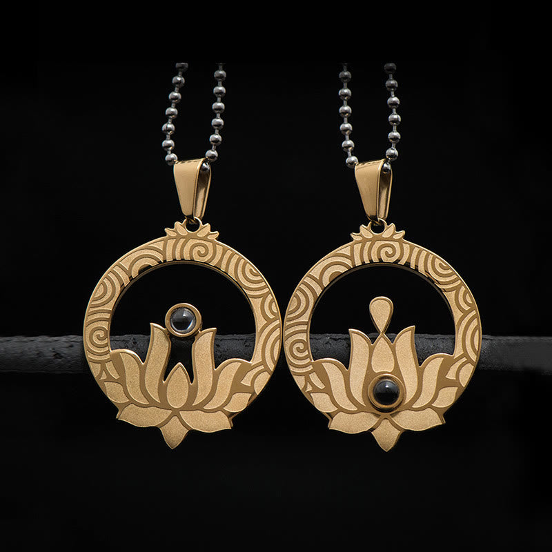 Lotus-Halskette aus Titanstahl mit Shurangama-Mantra-Projektion