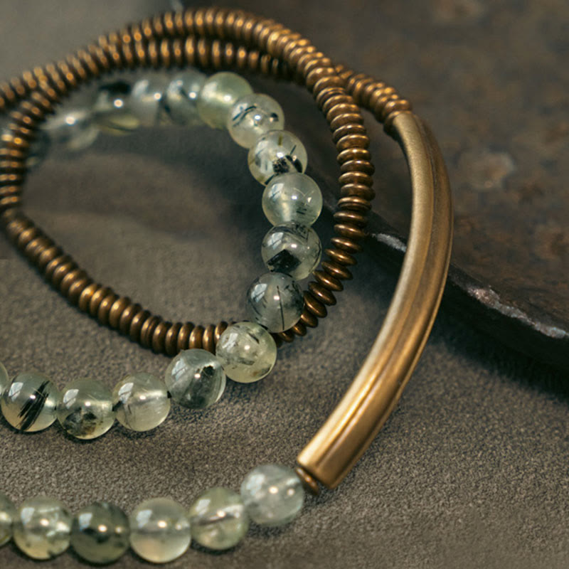 Armband der Liebe und Vergebung mit violettem Phantom, rotem Hämatoid und grünem Rutilquarz