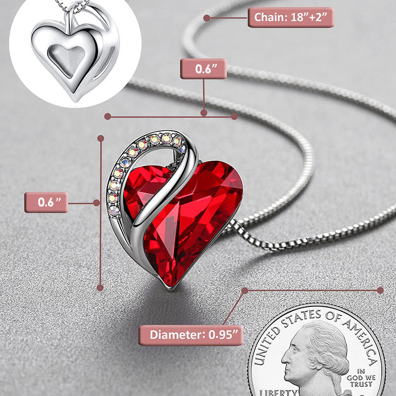 Halskette mit Geburtsstein-Anhänger „Love Heart“ und heilender Energie