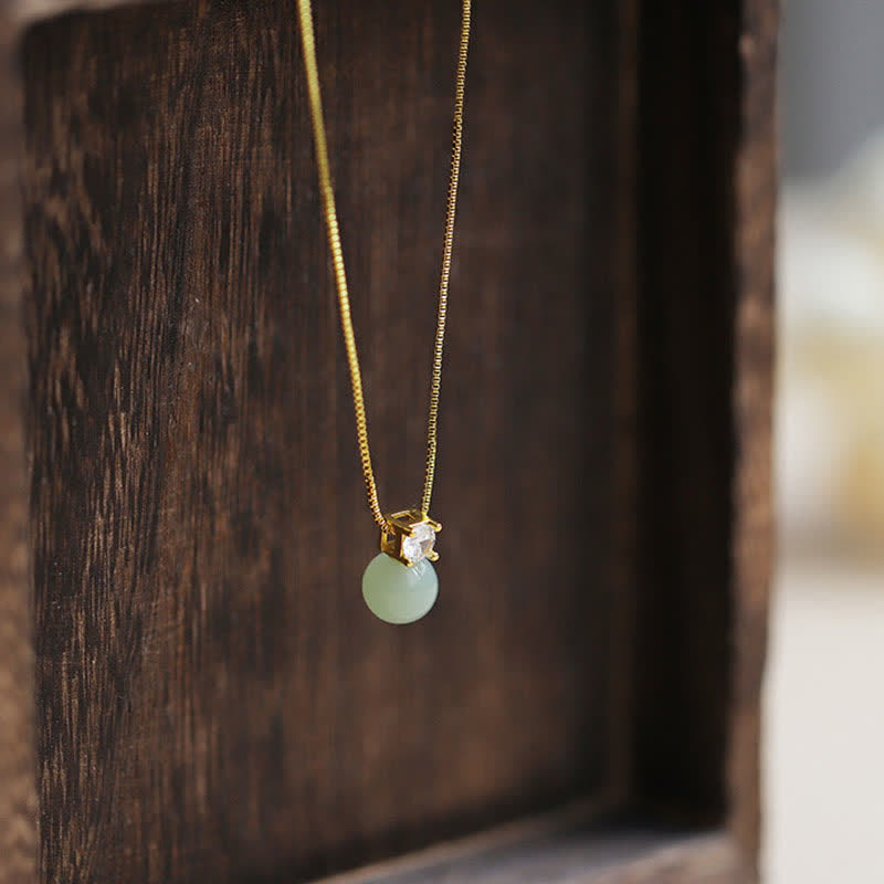 Glücksperle Jade Wohlstandskette Anhänger Halskette