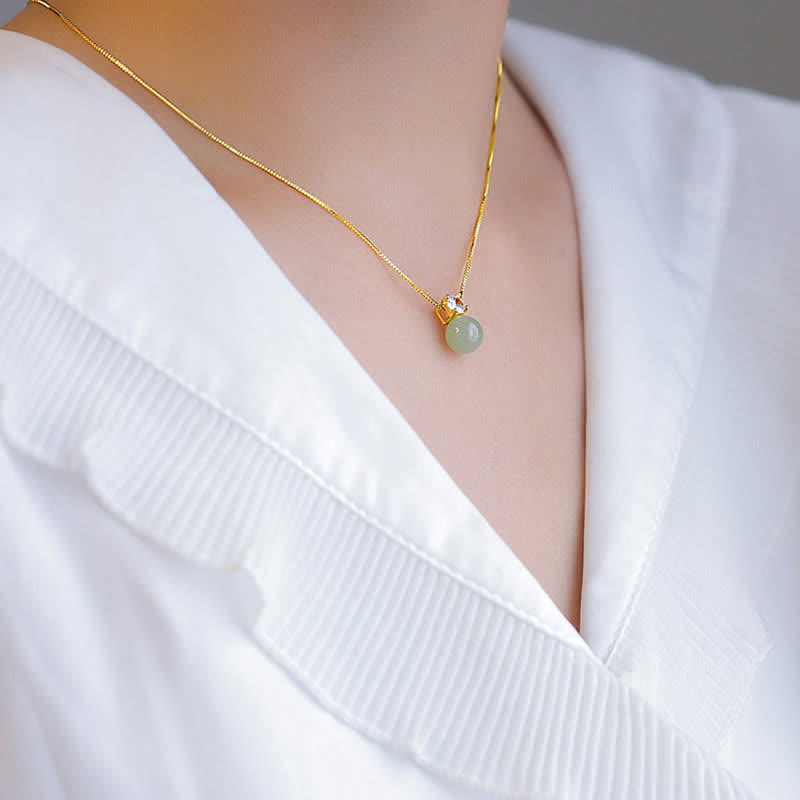 Glücksperle Jade Wohlstandskette Anhänger Halskette