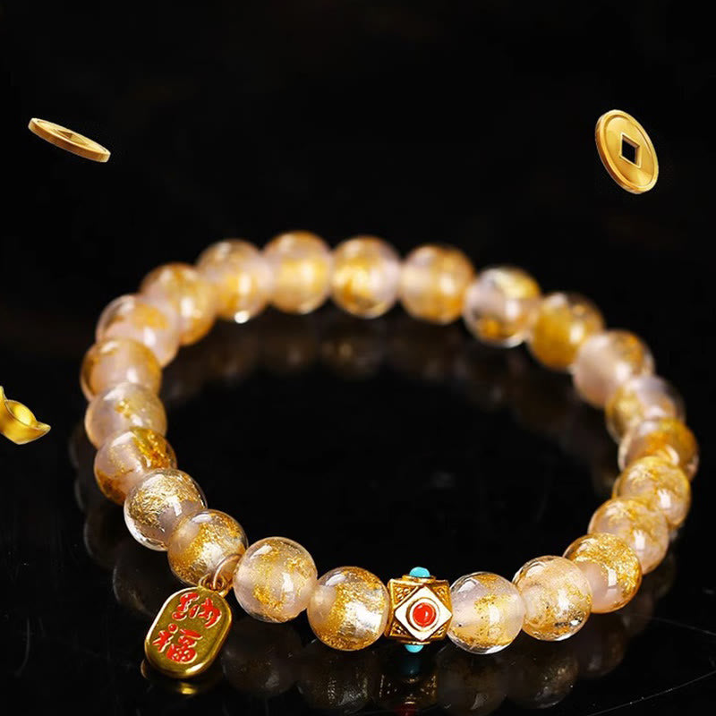 Glücksbringer-Räucherasche, Liuli-Glas, spirituelles Charm-Armband