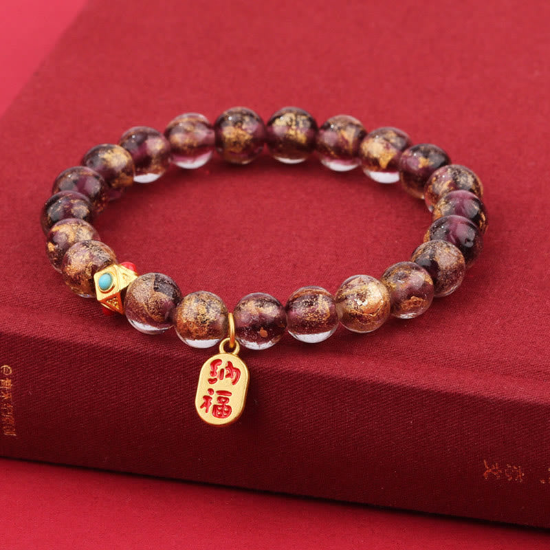 Glücksbringer-Räucherasche, Liuli-Glas, spirituelles Charm-Armband