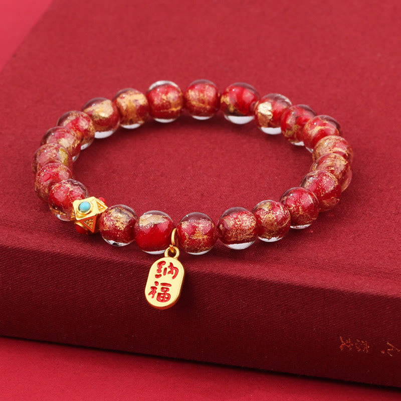 Glücksbringer-Räucherasche, Liuli-Glas, spirituelles Charm-Armband