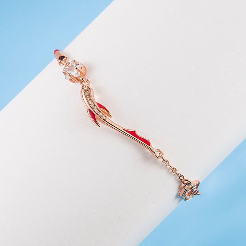 Glücksbringer-Armband aus Sterlingsilber mit roter Schnur, Koi-Fisch, 16 + 3 cm