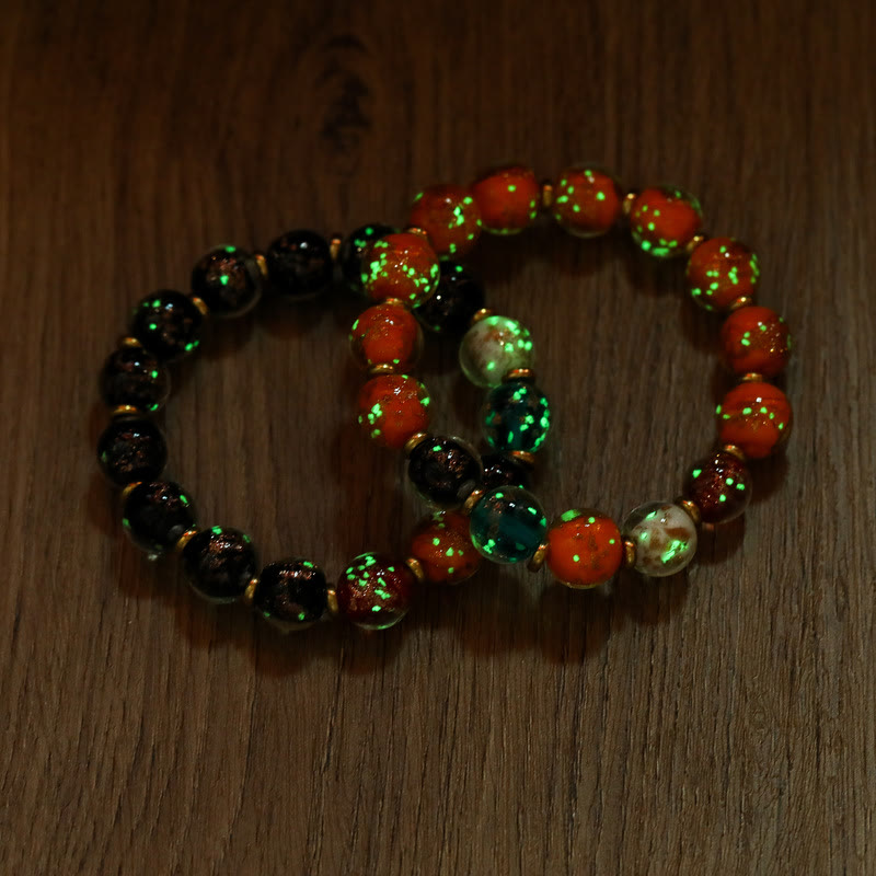 Leuchtendes Liuli-Glas-Armband mit spirituellen Perlen, 10 mm, für Glück