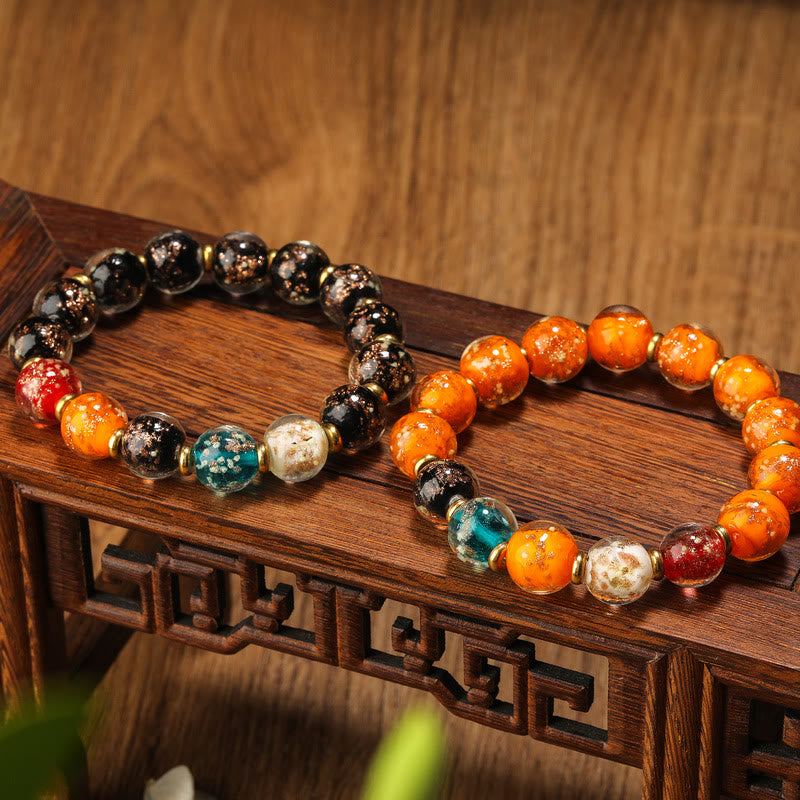 Leuchtendes Liuli-Glas-Armband mit spirituellen Perlen, 10 mm, für Glück