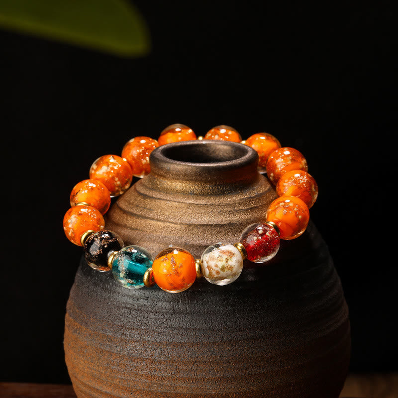 Leuchtendes Liuli-Glas-Armband mit spirituellen Perlen, 10 mm, für Glück
