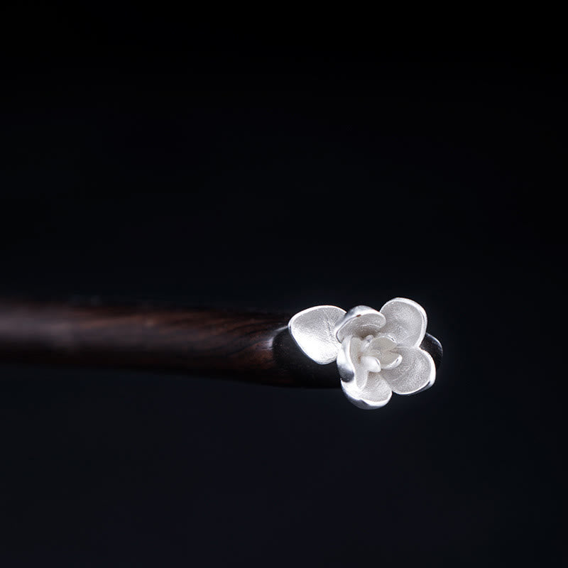 Haarnadel mit Magnolia-Ebenholz-Blume aus 925er Sterlingsilber | Segensgeschenk