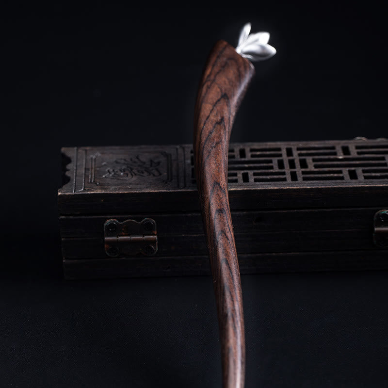 Haarnadel mit Magnolia-Ebenholz-Blume aus 925er Sterlingsilber | Segensgeschenk