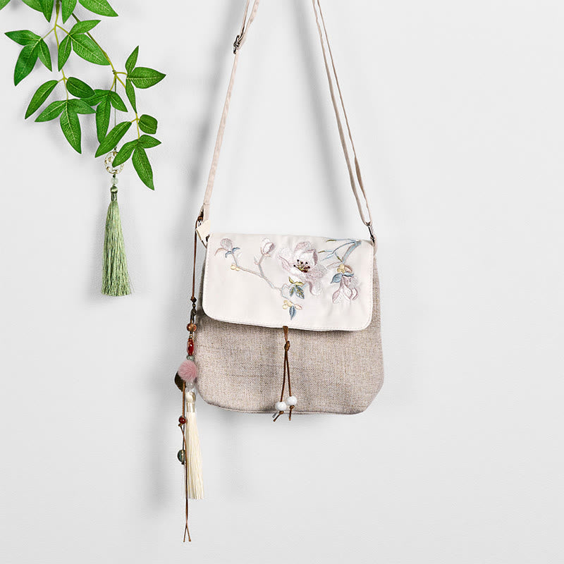 Magnolia Bestickter Canvas Rucksack Spirituelle Accessoires