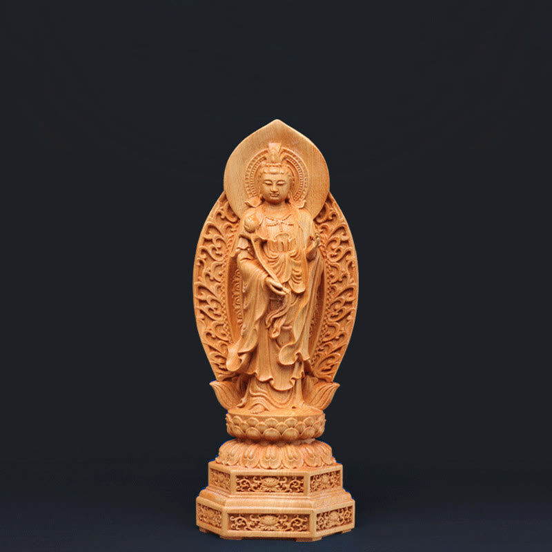 Mahasthamaprapta Bodhisattva Thuja Holz optimistische Buddha-Statue