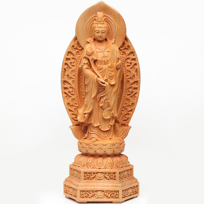 Mahasthamaprapta Bodhisattva Thuja Holz optimistische Buddha-Statue