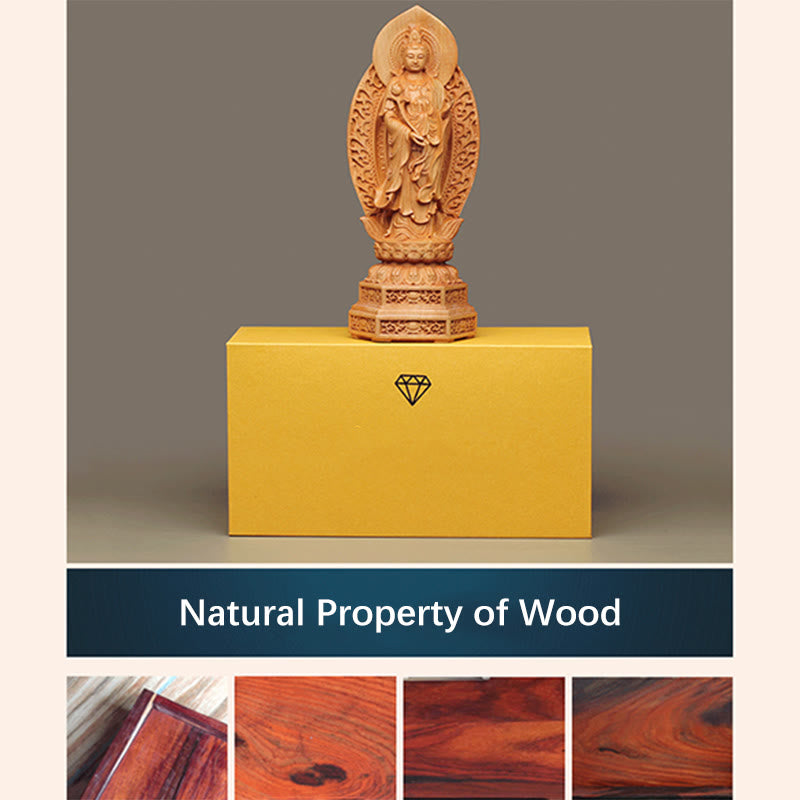 Mahasthamaprapta Bodhisattva Thuja Holz optimistische Buddha-Statue