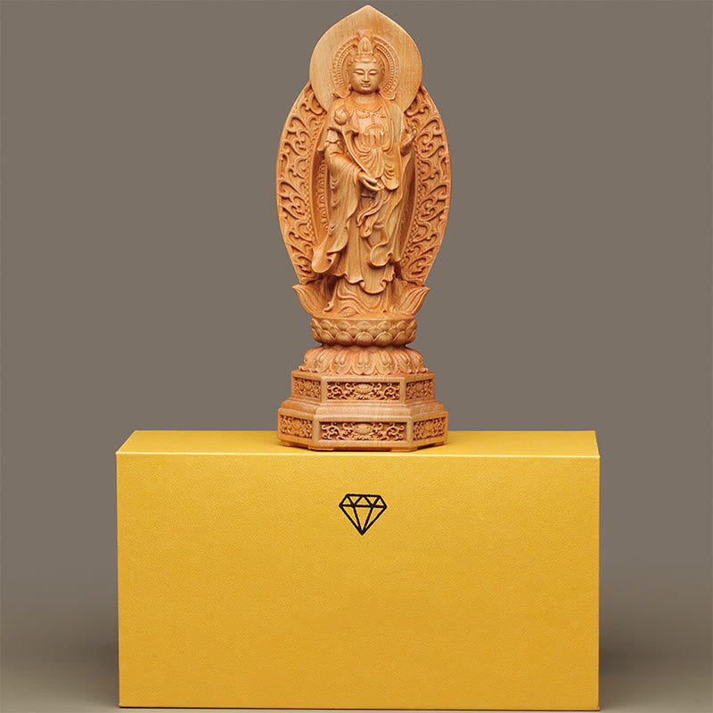 Mahasthamaprapta Bodhisattva Thuja Holz optimistische Buddha-Statue