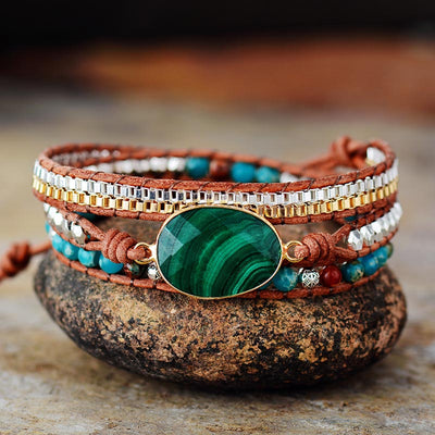 Malachit Schutz & Harmonie Lederarmband