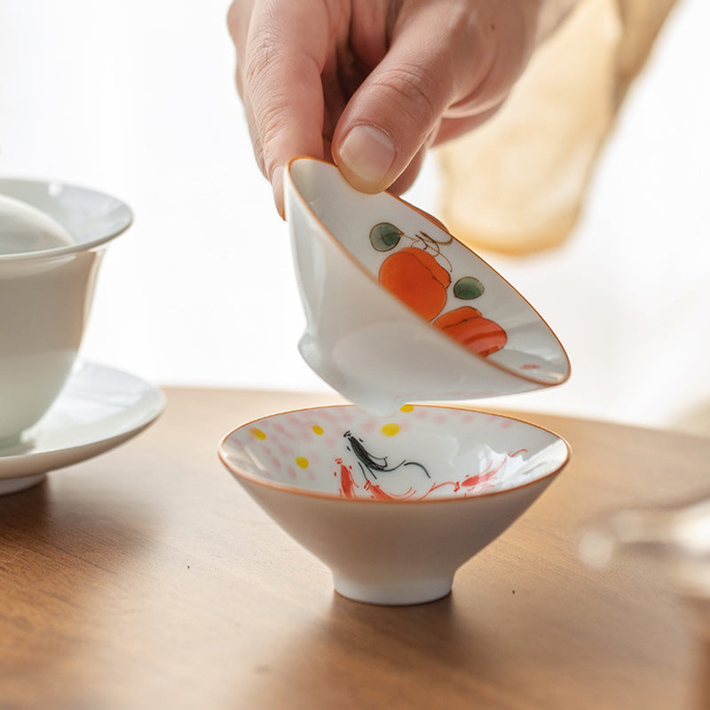 Mandala Koi Fisch Lotus Keramik Teetasse 50ml Harmony