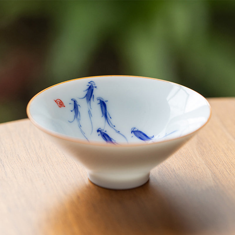 Mandala Koi Fisch Lotus Keramik Teetasse 50ml Harmony