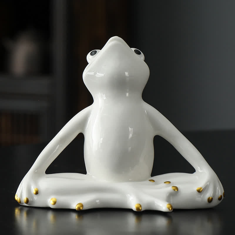 Meditierende Keramik-Zen-Froschstatue zur Dekoration