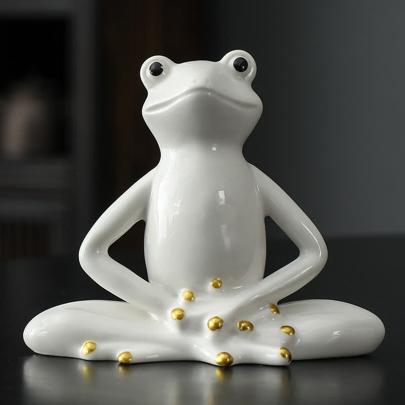 Meditierende Keramik-Zen-Froschstatue zur Dekoration