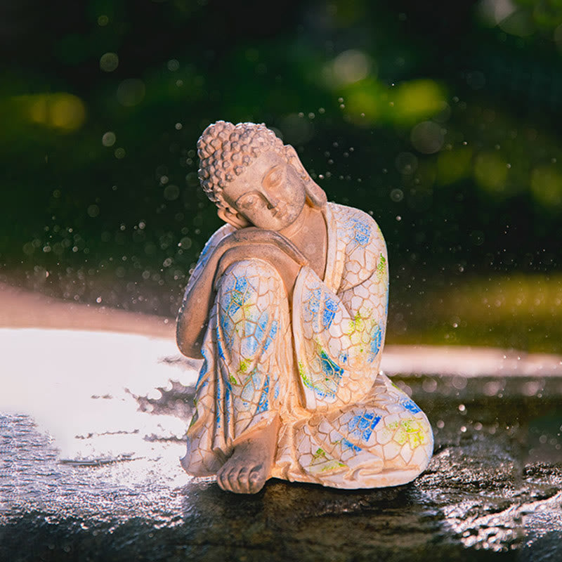 Meditierende Zen-Buddha-Statue aus Kunstharz für Gelassenheit und Ruhe