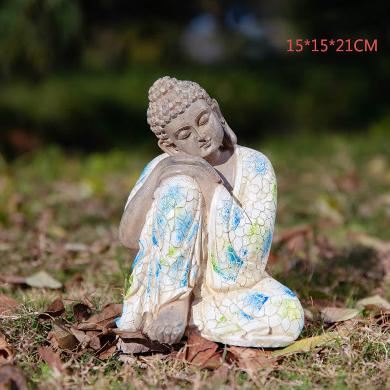 Meditierende Zen-Buddha-Statue aus Kunstharz für Gelassenheit und Ruhe