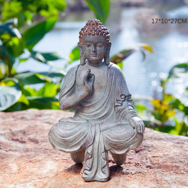 Meditierende Zen-Buddha-Statue aus Kunstharz für Gelassenheit und Ruhe