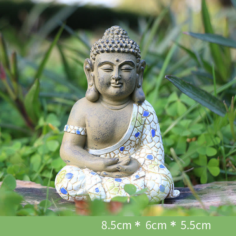 Meditierende Zen-Buddha-Statue aus Kunstharz für Gelassenheit und Ruhe