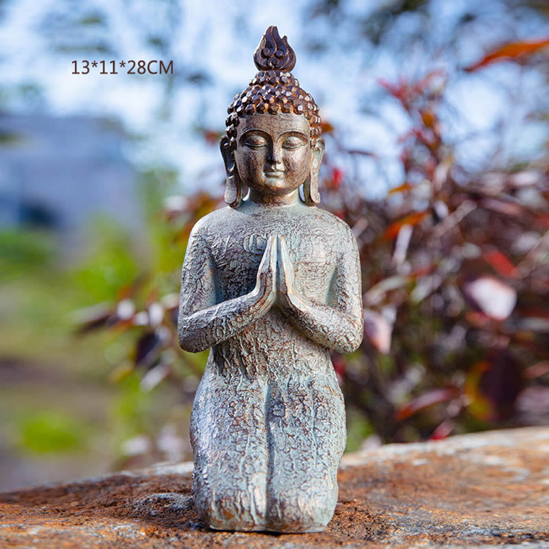 Meditierende Zen-Buddha-Statue aus Kunstharz für Gelassenheit und Ruhe